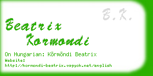 beatrix kormondi business card