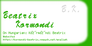 beatrix kormondi business card